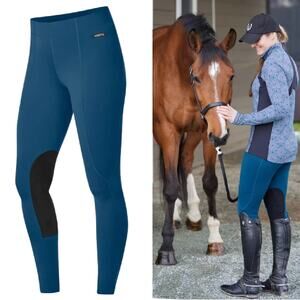 KERRITS Flow Rise Knee Patch Performance Riding Tight XL Teal Equestrian
